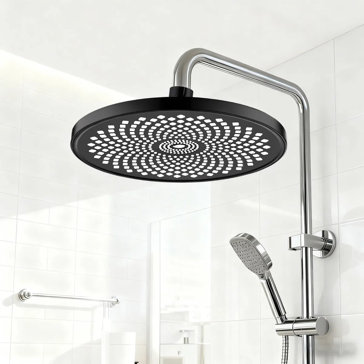 22.9 cm Mattschwarz Duschkopf Hochdruck Großer Wasserauslass Einstellbar Universal Schnittstelle Explosiv Proof, mit Erweitertem Gewinde