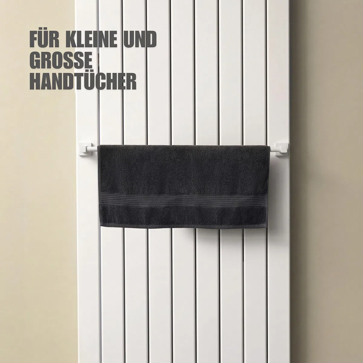 Handtuchhalter Heizkörper - ausziehbar - Handtuchhalter Magnetisch - Badheizkörper Handtuchhalter aus Edelstahl - Magnet Handtuchstange Heizung - Designed in Germany - Weiß