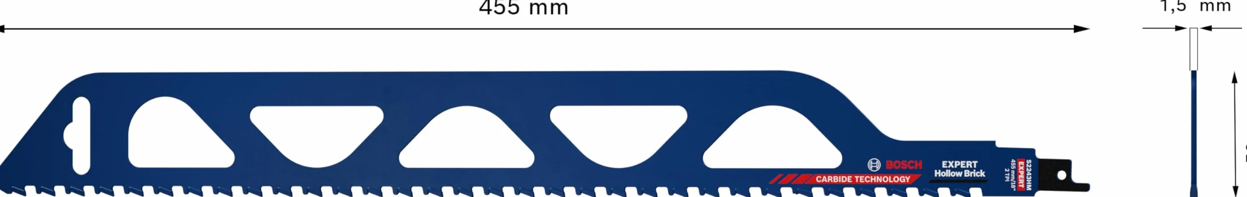 Bosch 1x EXPERT Hollow Brick S2243HM Säbelsägeblatt (für Hohlziegel-Blockstein, Länge 455 mm, Professional Zubehör Säbelsäge)