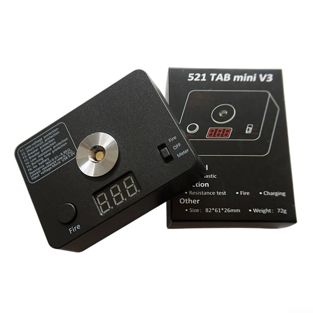 521 Tab Mini Coil Burn Measurement Build Platform V3 Ohm Resistance Tester for Professionals with Wide Range 0.01-9.99 Ohm & Bright LED Display