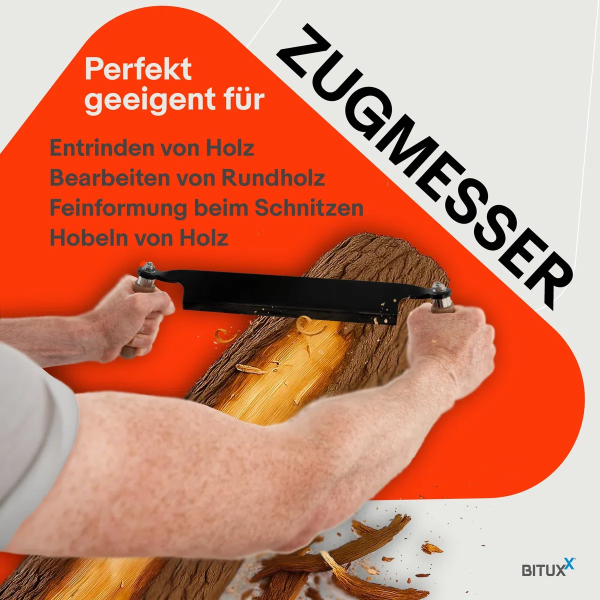 Bituxx Zugmesser für Holz Ziehmesser Schäleisen Zieheisen gebogen 10"