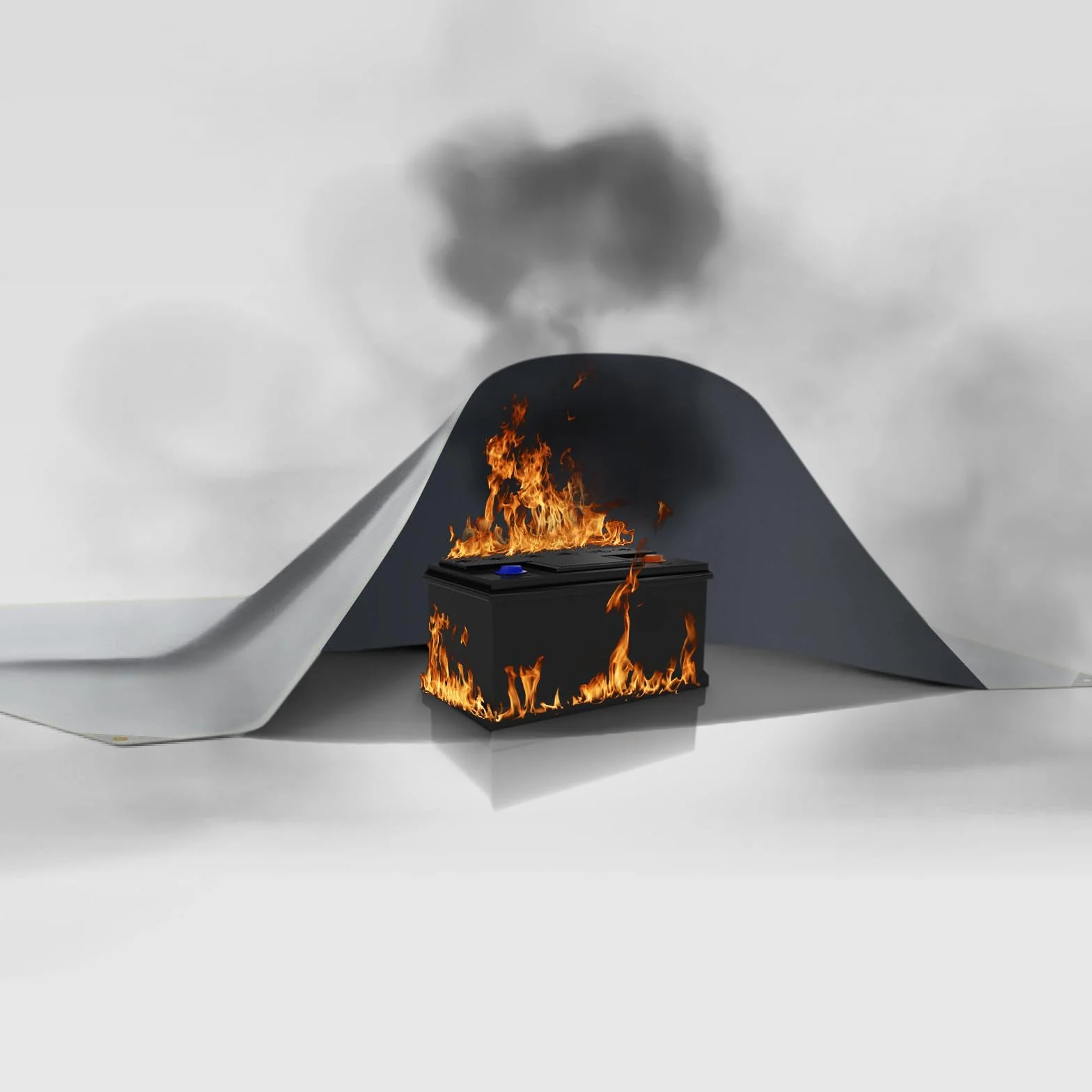 FLASLD Feuerfeste Lithium-Batterieabdeckung, schnellste und einfachste Möglichkeit, kleine Brände zu isolieren und zu löschen, Feuerdecke für E-Scooter und E-Bike (150 x 150 cm, Grau)