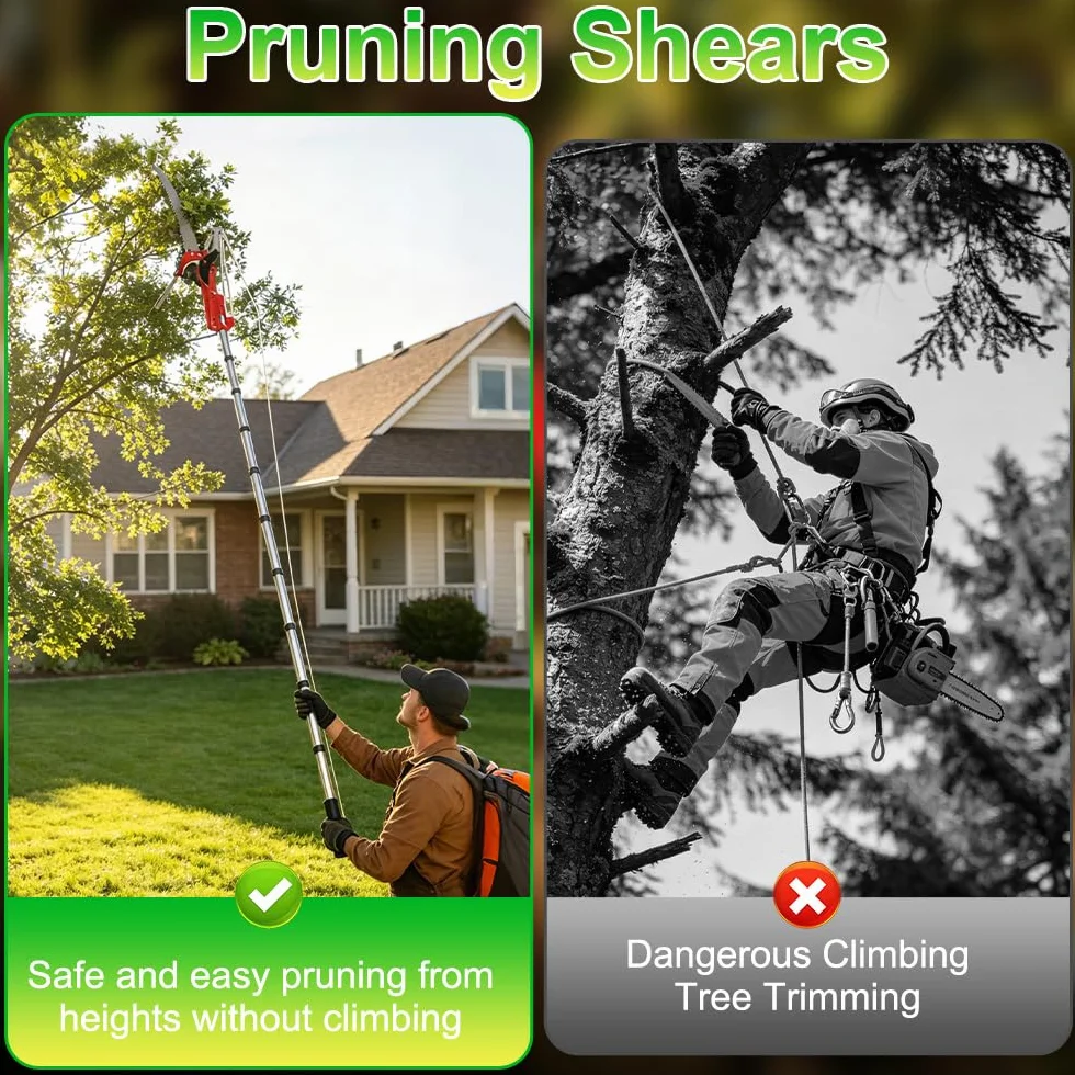 Astsäge Teleskop, SGZIOO Hochentaster Handsäge Einstellbare Länge, Baumsäge, Gartensäge, Baumschere, Leichte Teleskopstange zum Schneiden von hohen Ästen, Sträuchern im Garten, Wald, Dicke Stämme
