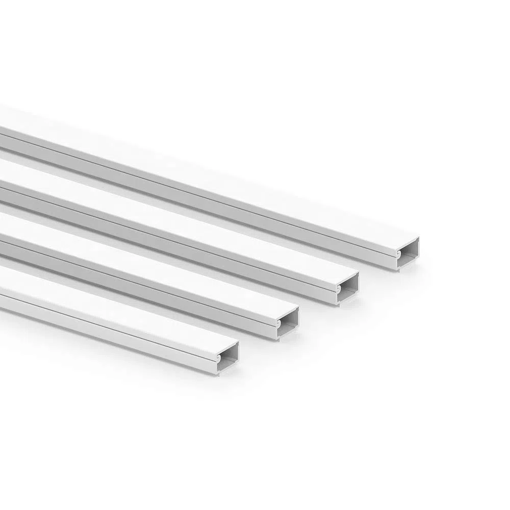 Habengut clip-Kabelkanal (mit Schaumklebeband) 7x12 mm aus PVC, Farbe: Weiß, Länge 4 m (4 x 1 m Länge)