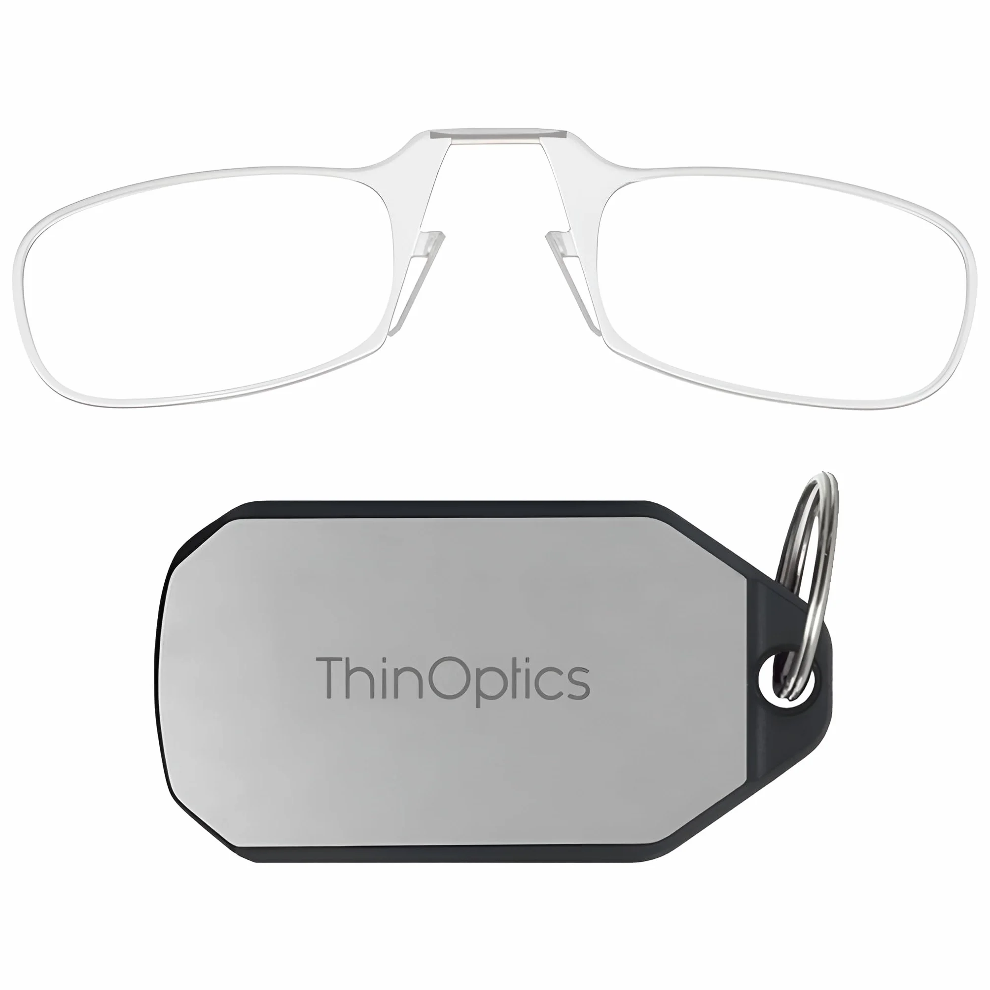ThinOptics Lesebrille Schlüsselanhänger, ultraflach und bügellos, Flex-Fit Lesehilfe im Taschenformat, passt in Geldbörse, inkl Schlüsseletui +1,00 +1,50 +2,00 +2,50