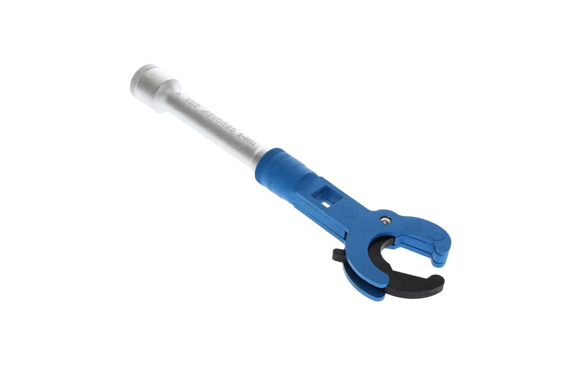 GEDORE Hahnblockschlüssel mit Verlängerung, 1/2", für Euro-Konus-Hahnblöcke mit Nocken-/Sechskantverschraubung, flach, 381000