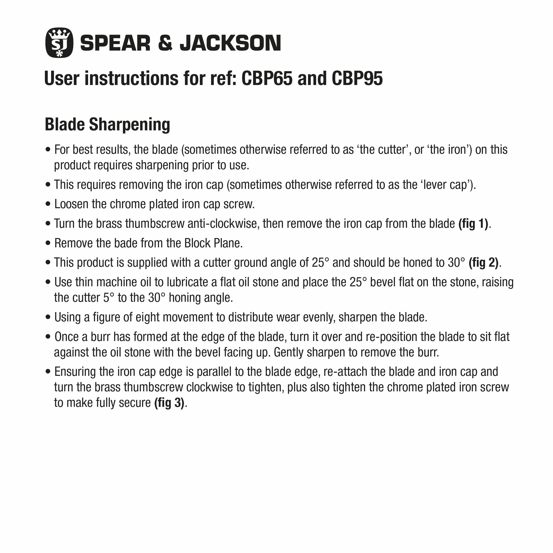 Spear & Jackson CBP95 Tischler-Einhandhobel Nr. 9 1/2