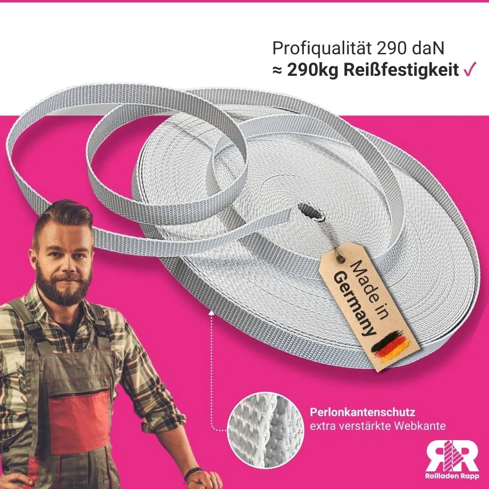 Gurtband 23mm Breite Farbe grau 50m-Rolle Rolladengurt für Rolladen [50m23grau]
