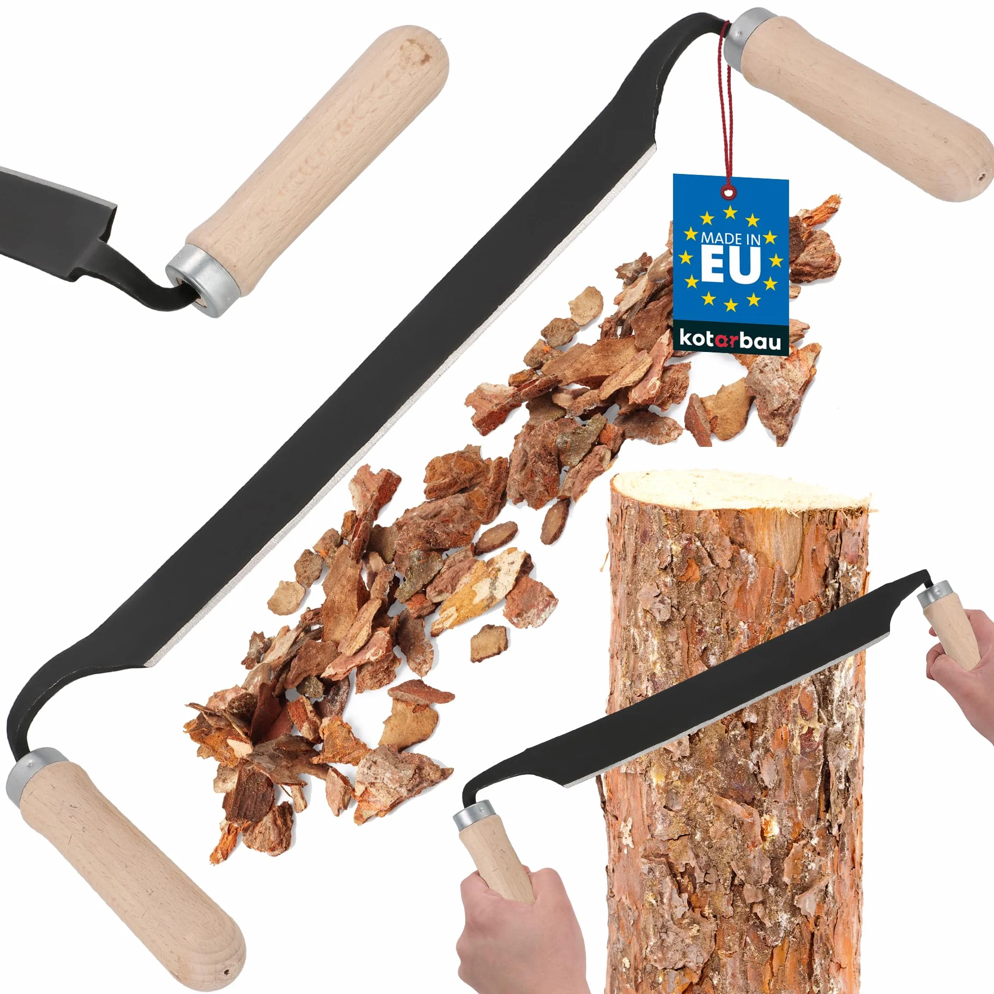 KOTARBAU® Zugmesser - 280 mm - Geschmiedet - Ziehmesser für Holz - Werkzeug für Holzbearbeitung - mit ergonomischen Holzgriffen - Schäleisen - Stahl