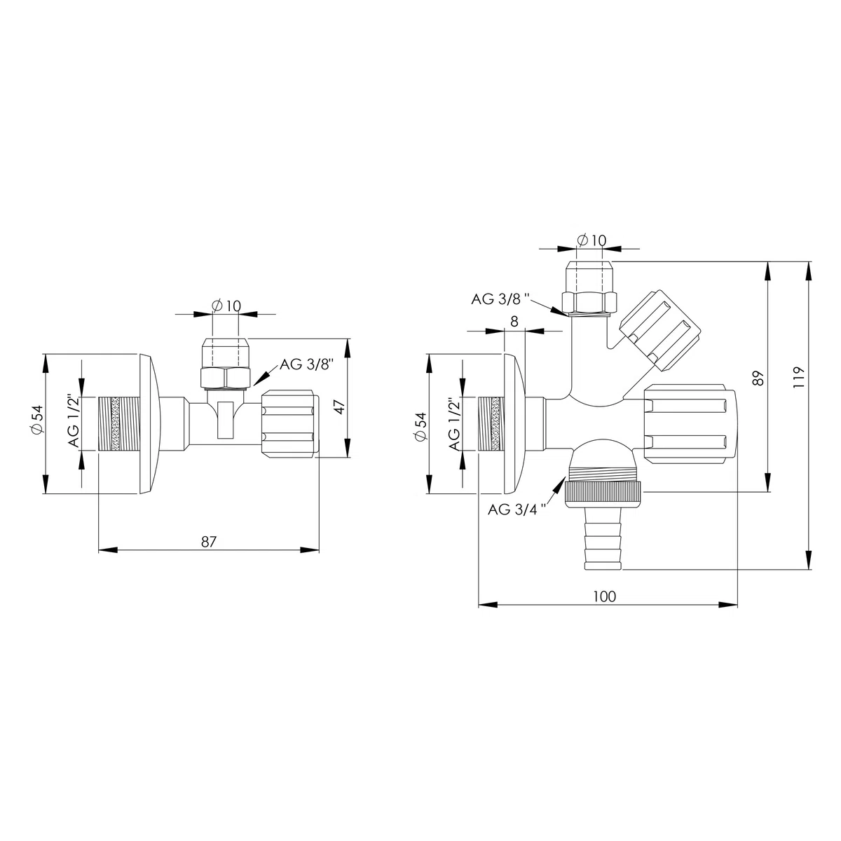 VARIOSAN Armaturenanschluss-Set 12685, 1/2", Kombi-Eckventil & Eckventil, selbstdichtend
