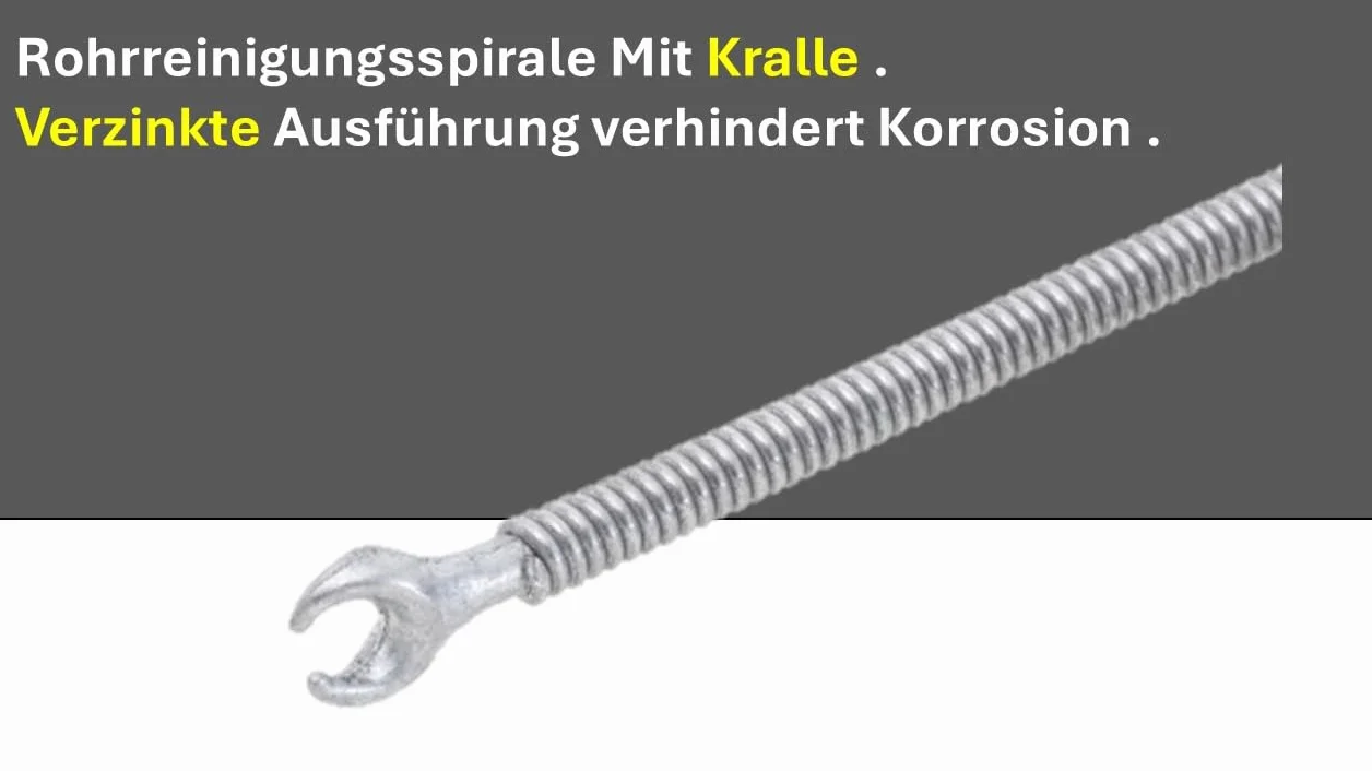 ROTHENBERGER Industrial Reinigungsspirale mit Kralle, Länge 10 m, Ø 9 mm - (Ø x L) 9 mm x 10 m,1500000141