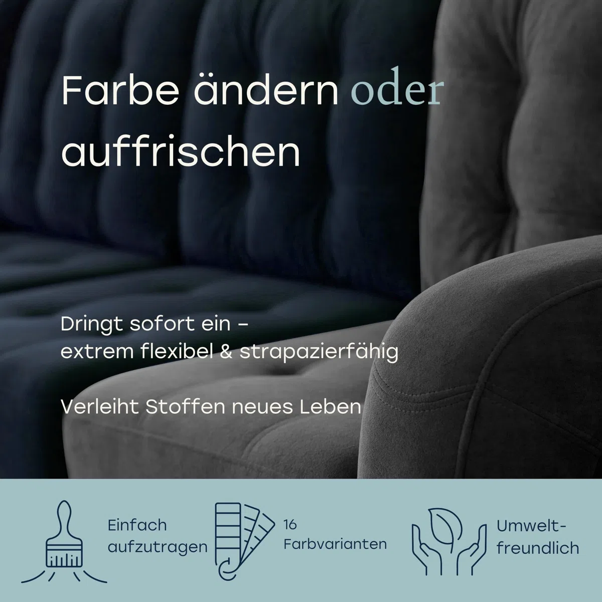 Fabricoat Stofffarbe – Wiederherstellen oder Ändern der Farbe jedes Stoffes – direkt auf Stoff malen – verwandeln Sie alles – Sofas, Lampenschirme, Autoinnenräume (500 ml, dunkelgrau)