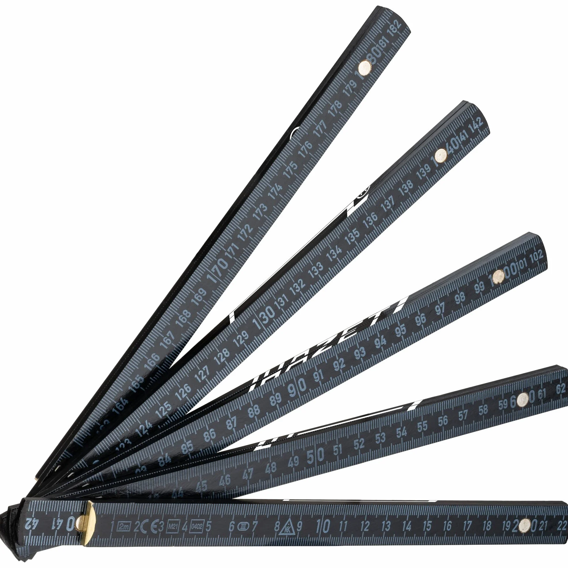 HAZET Zollstock 2154-200 I Meter-Stab 2 m, Skalierung: mm und cm, beidseitig bedruckt I Messwerkzeug mit innenliegenden Gelenken für durchgängige Skalierung, EG-Genauigkeitsklasse III