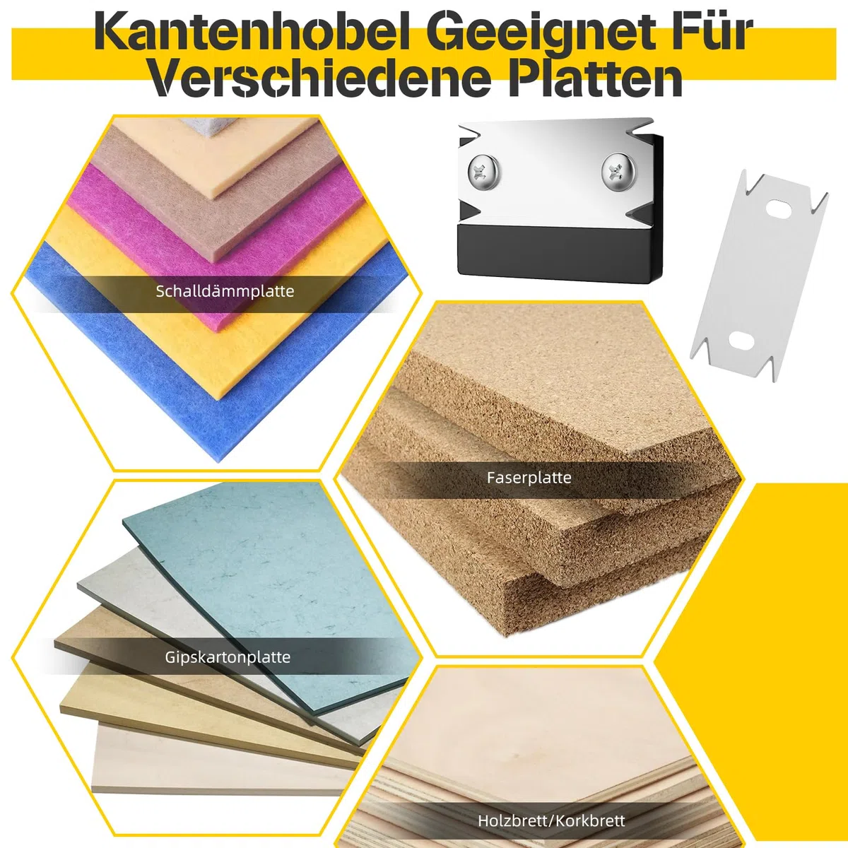 Kantenhobel Holz, Mini Handhobel, Kantenschneider Umleimer mit 1 Ersatzklinge für Holz PVC ABS, Holzbearbeitung Rutschfest Einhandhobel Schwarz