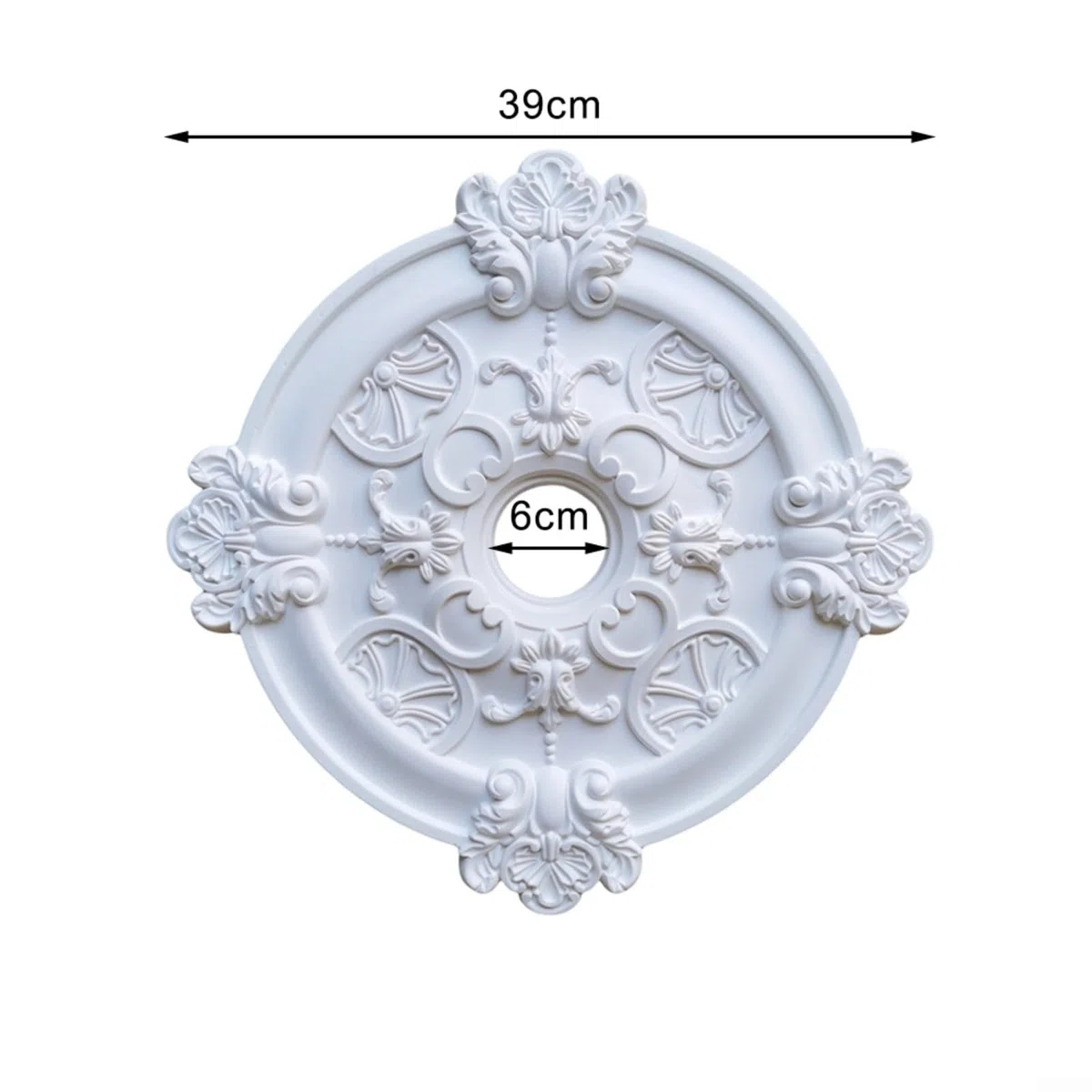 Stuckrosette Decke,Deckenrosette Weiß,Home Runde PU Dekorative Deckenventilator Lampenabdeckung Deckenform Dekoration