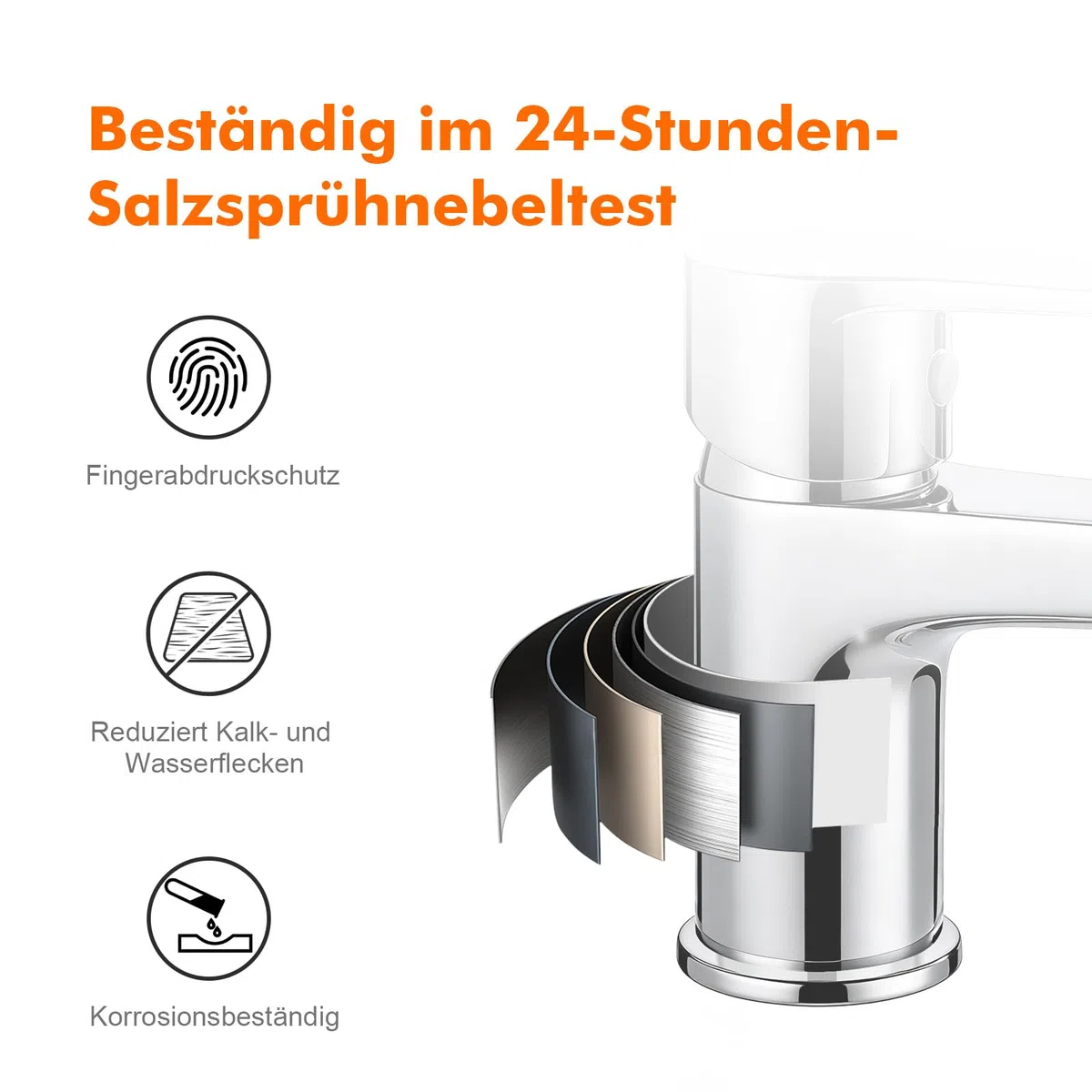 Ibergrif Wasserhahn Bad Chrom - Kompakte Mischbatterie für Kalt- und Warmwasser, Einhand-Waschtischarmatur Gäste-WC mit Keramikkartusche, Wassersparend, inkl. G 3/8 Schläuche, M11057