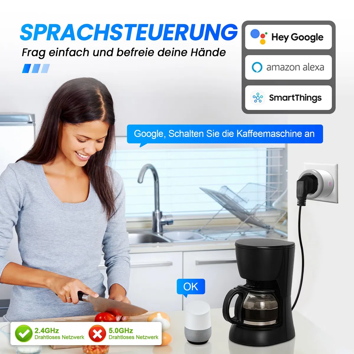 Wlan Steckdose 16A Alexa Steckdose Smart Home WiFi steckdosen Fernzugriff Sprachsteuerung Smart Steckdosen WLAN & Bluetooth Steuerung Smart Plug (4pcs, Weiß Grau)