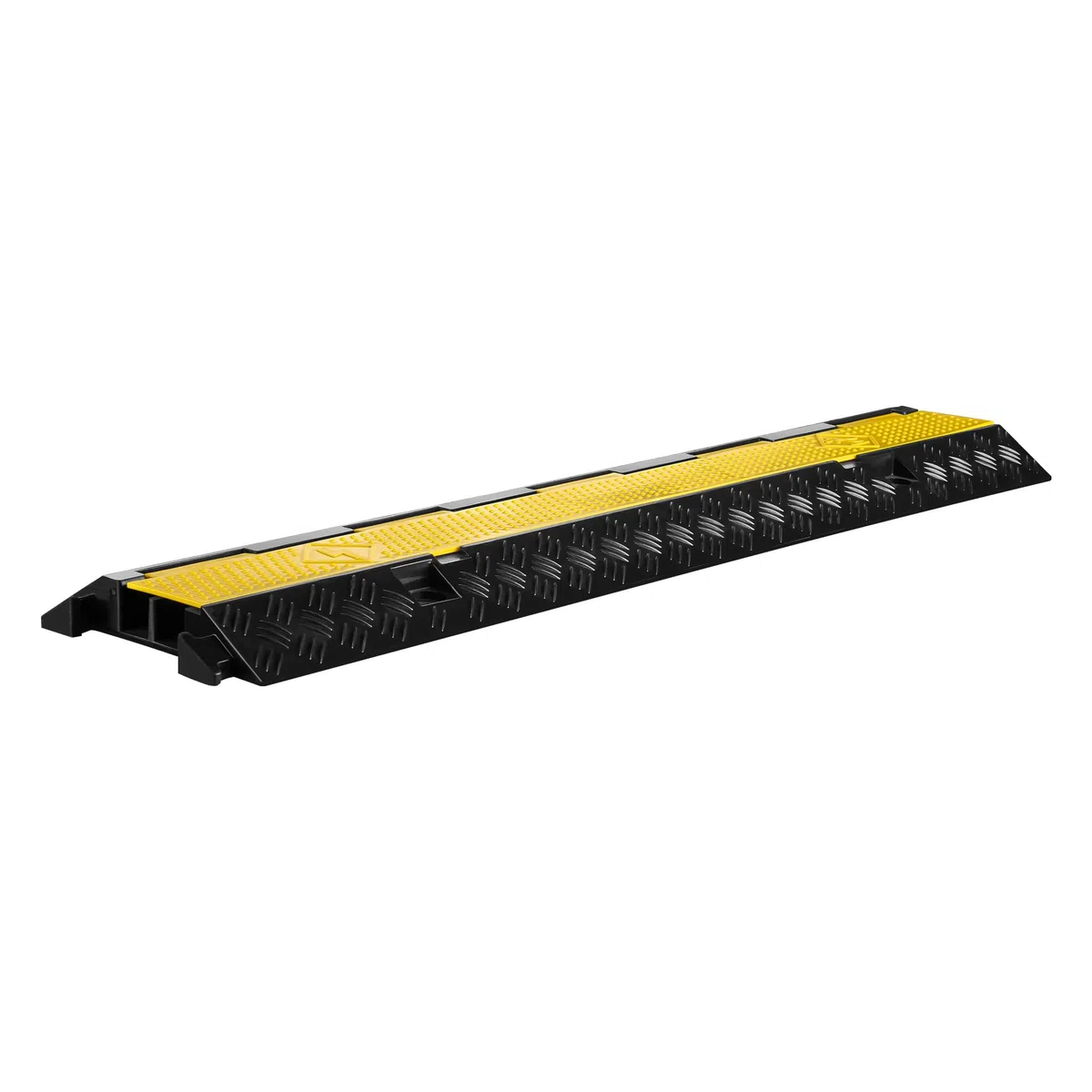 Wiltec Kanal Kabelbrücke 98 x 24 x 4,5 cm, Kabelkanal 13 t Tragkraft, Überfahrschutz bis 30 km/h, Kabel Trittschutz für Außenbereich mit 2 Kanälen, Schlauchbrücke aus PP und Gummi