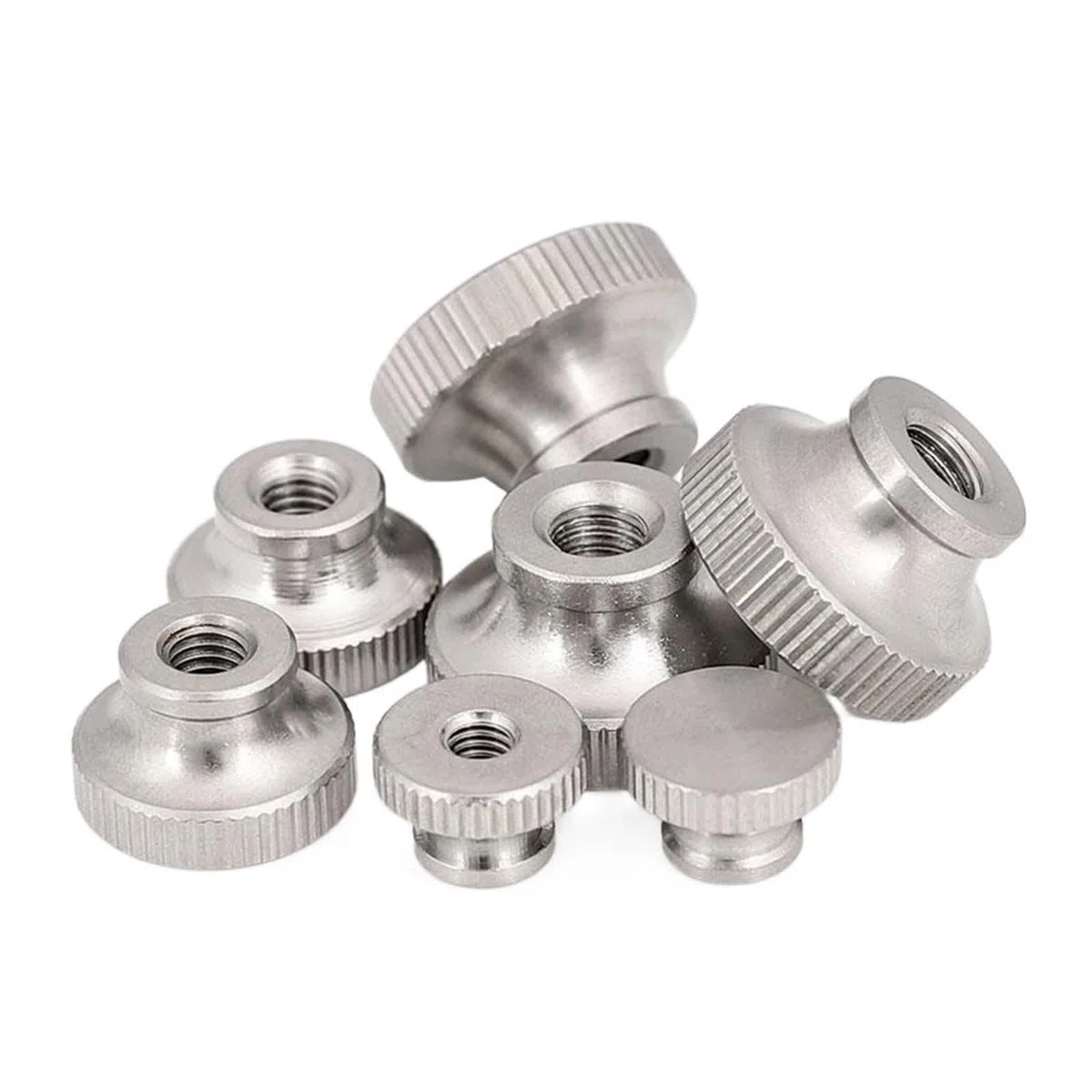 Handdrehschraube M2/M2,5 / M3/M4/M5/M6 Rändelmutter mit hohem Kopf, 304 Edelstahl, Sackloch, Durchgangsloch, dekorativer Nagel for Werbung (Farbe: Sackloch_M2, 5 Stück)(Through hole-M2.5 5PCS)