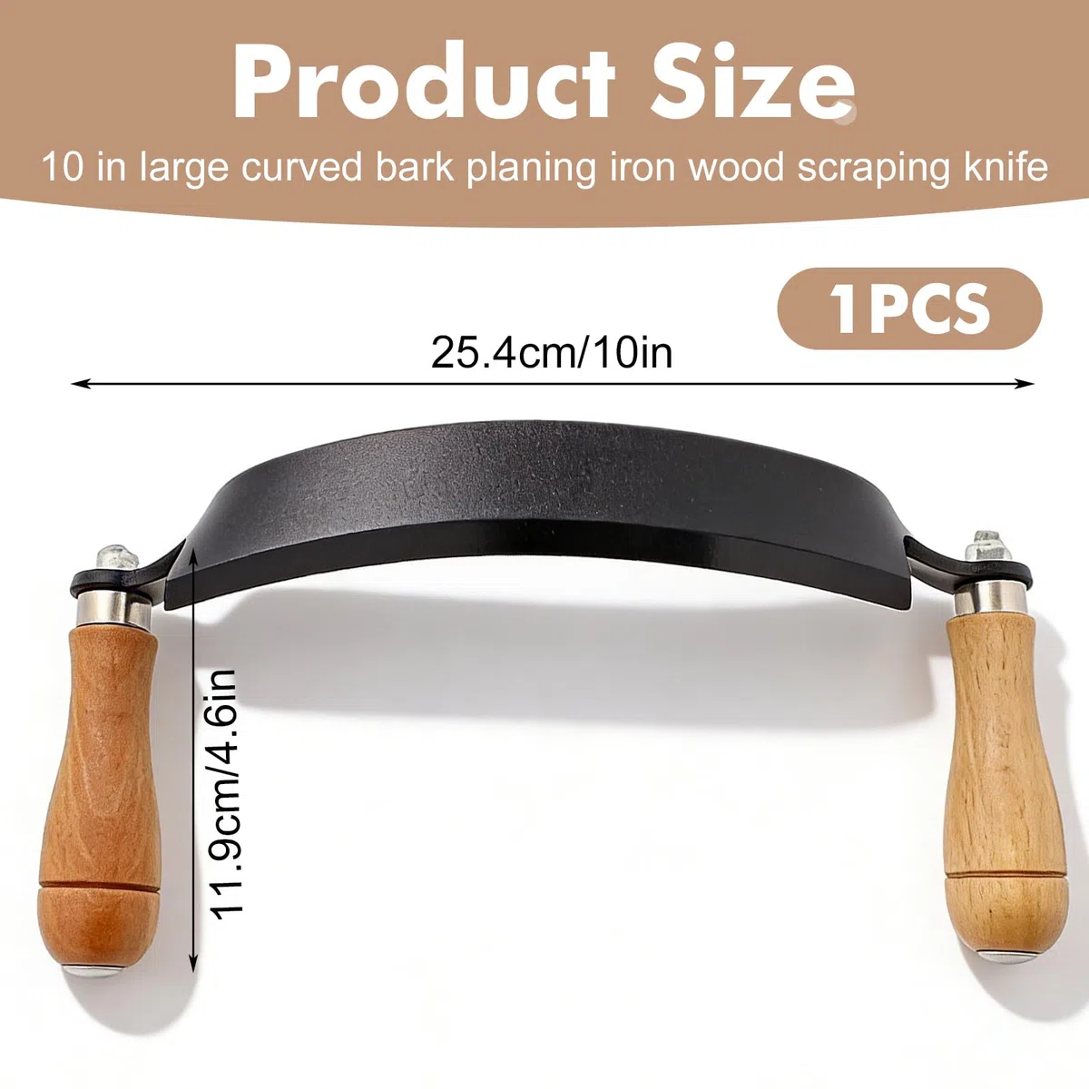Zeichnen Rasur Werkzeug, 10 Zoll Zugmesser für Holz, Ziehmesser für Holz, Zugmesser Reifmesser mit Hohe Schärfe, Rindenschäler mit Ergonomischen Holzgriffen und Klingenschutz für Garten, Holzarbeiten