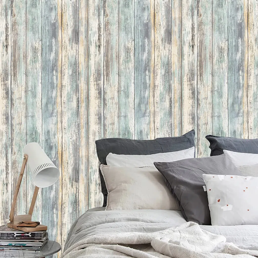 Arthome Klebefolie Rustikales Holzoptik Selbstklebende Tapete,60cmx5m Blau Holz Papier,Dekoratives Vinyl für Möbel Küche Arbeitsplatte Schränke Möbel Tische Wand Vintage DIY Wandverkleidung