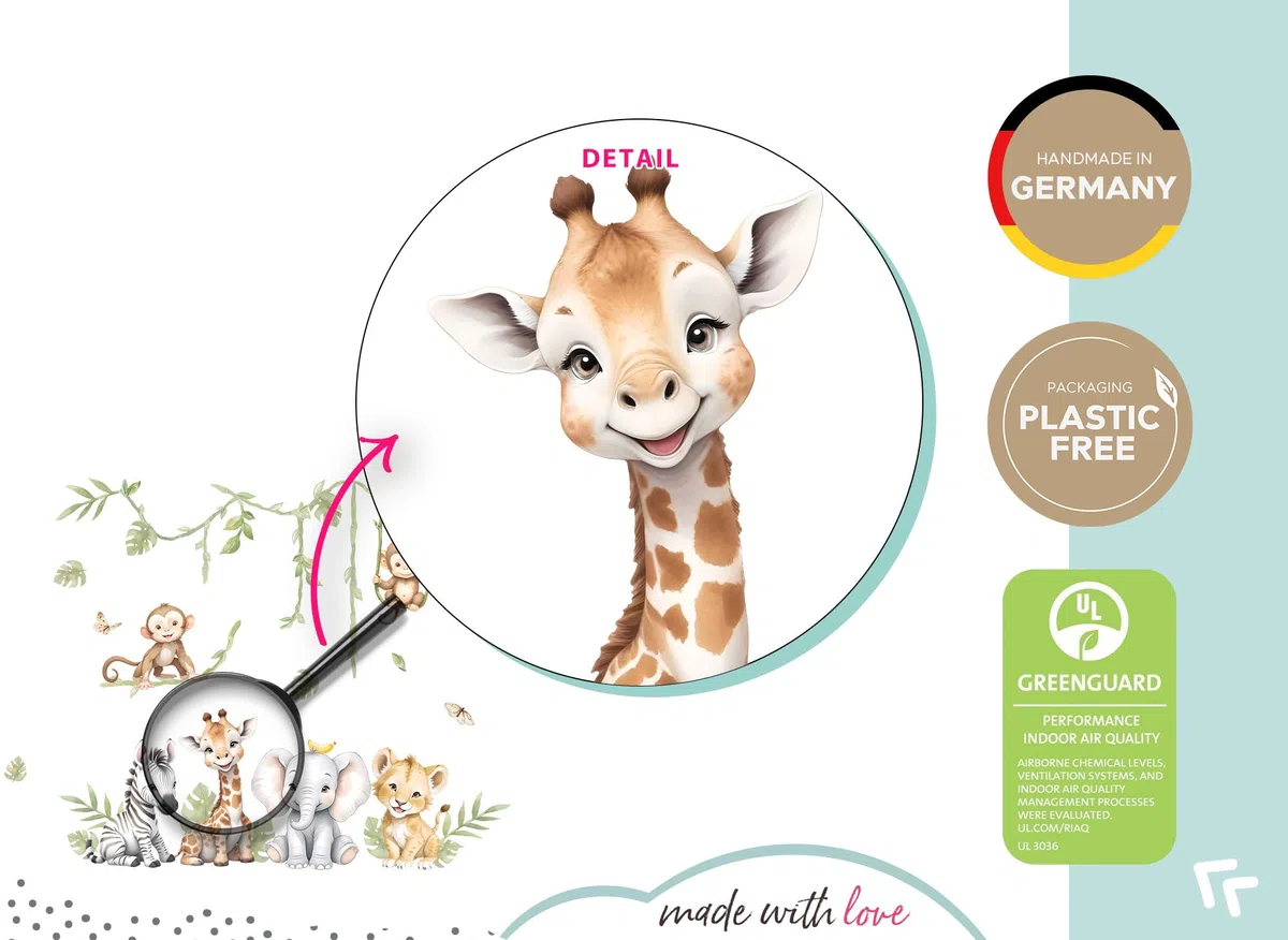 Little Deco Wandtattoo Safaritiere Giraffe Löwe Elefant DL5130 XL