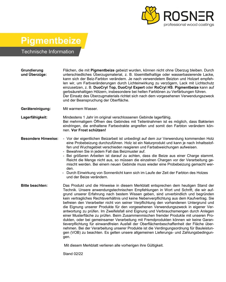 Rosner Pigmentbeize 1L,super weiß,Beize,Holz,Suspension,Pigmenten,Parkettboden