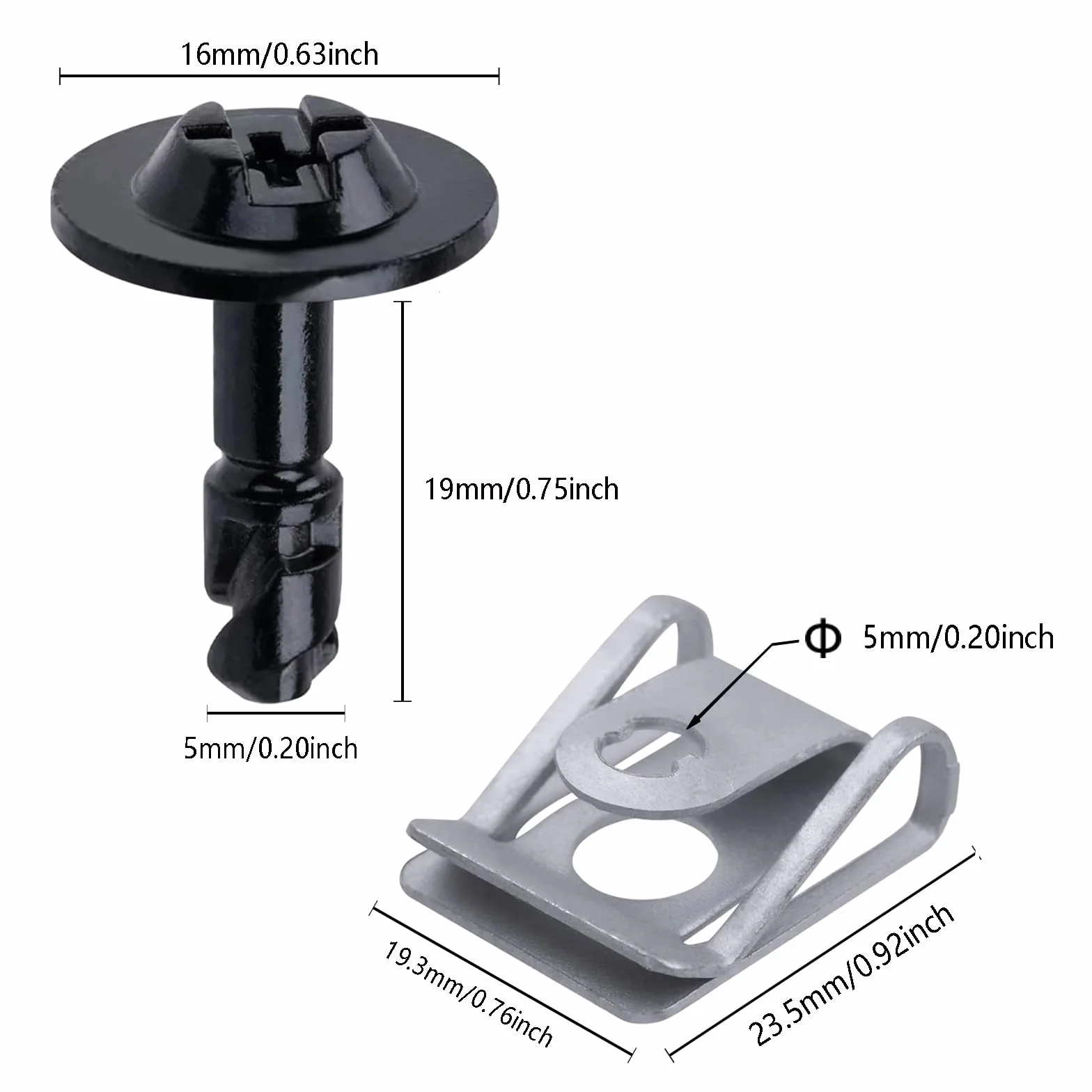 10 Sets U-Mutter und Schraubbefestigungen, kompatibel mit Audi 8K0-805-121 8K0-805-922A B8 A4 A5 A6 C7 A7 A8 Q3 Q5 Q7 S4 S5 S6 S7