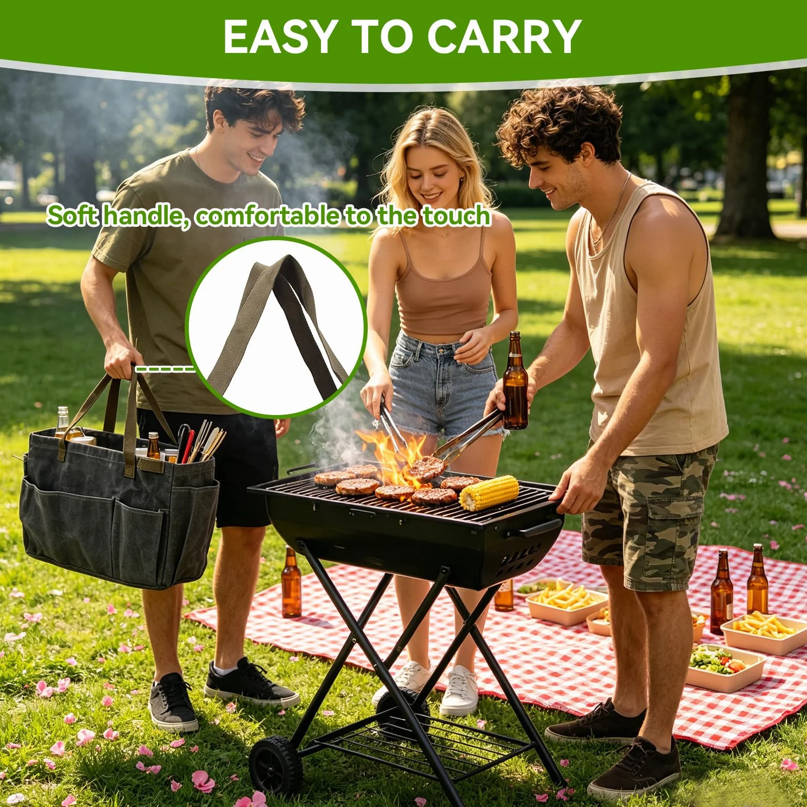 HERCHR Garten-Einkaufstasche, Garten-Werkzeugtasche, Wasserdicht, Großes Fassungsvermögen, Garten-Tragetasche, Organizer-Tasche, Garten-Werkzeug-Set-Halter, Segeltuchtasche