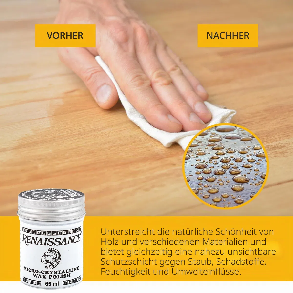 Renaissance Wax - Holzwachs und Politur - Klarwachs für Möbel, Eichenholz und Antik Restaurierung - Holzpflege und Restaurierung - 65ml