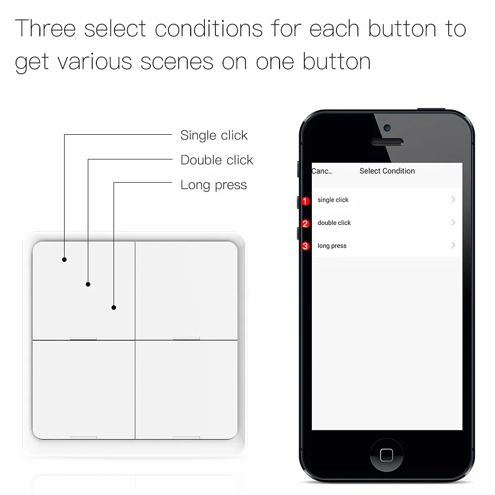MOES ZigBee Szenenumschaltung Tuya Smart Device, 4 Tasten 12 Szenenwechsel, Smart Home Automation, erfordert MOES ZigBee Gateway, Batterie enthalten, weiß