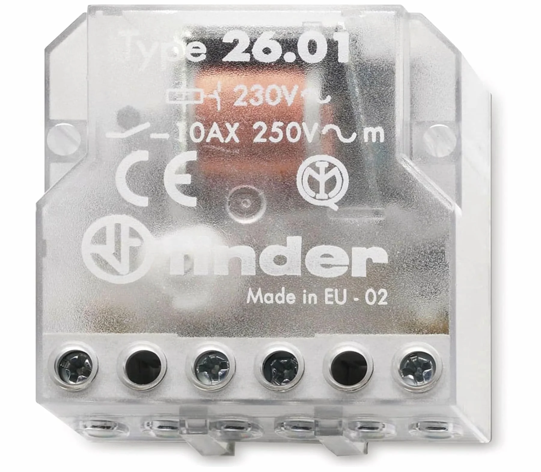 Finder 260182300000PAS Stromstoßschalter für Montage in Unterputzdose, 230 VAC, 1 Schließkontakt, 10 A