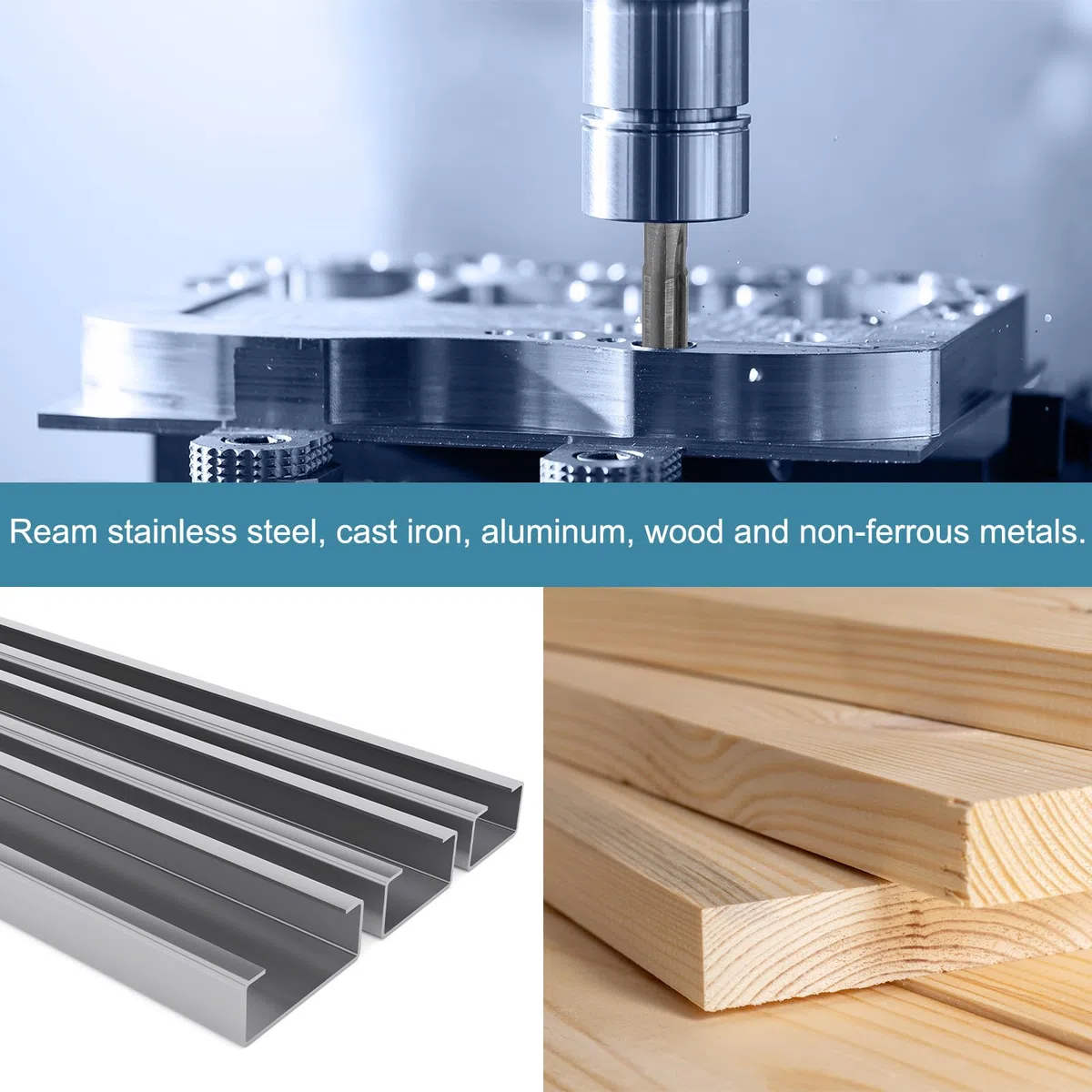 sourcing map Spannreibahle, 6,35 mm H7, Hochgeschwindigkeitsstahl, Drehmaschine, Reibahle, 6 gerade Rillen, gerader Schaft, Fräser, Werkzeug für Metall, Holz, Lochreiben, 2 Stück