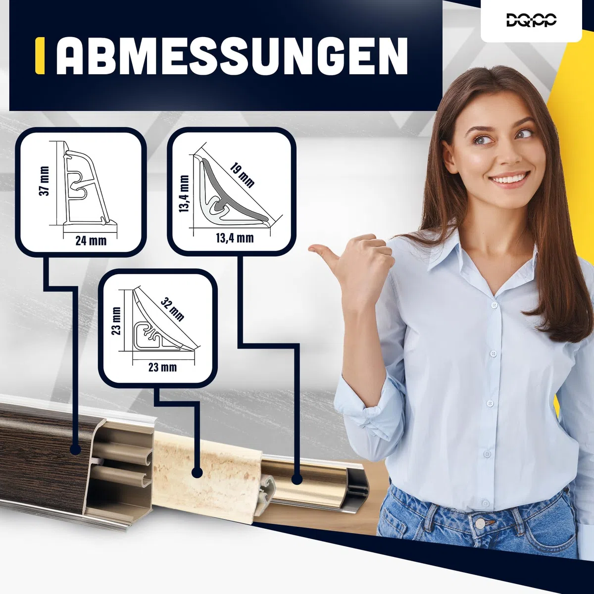 DQ-PP 3m WINKELLEISTE – Eiche Siena – 23 x 23mm – PVC – GRATIS Schrauben – Küchenleiste Arbeitsplatte Abschlussleiste Leiste Küche Küchenabschlussleiste Wandabschlussleiste Tischplattenleisten