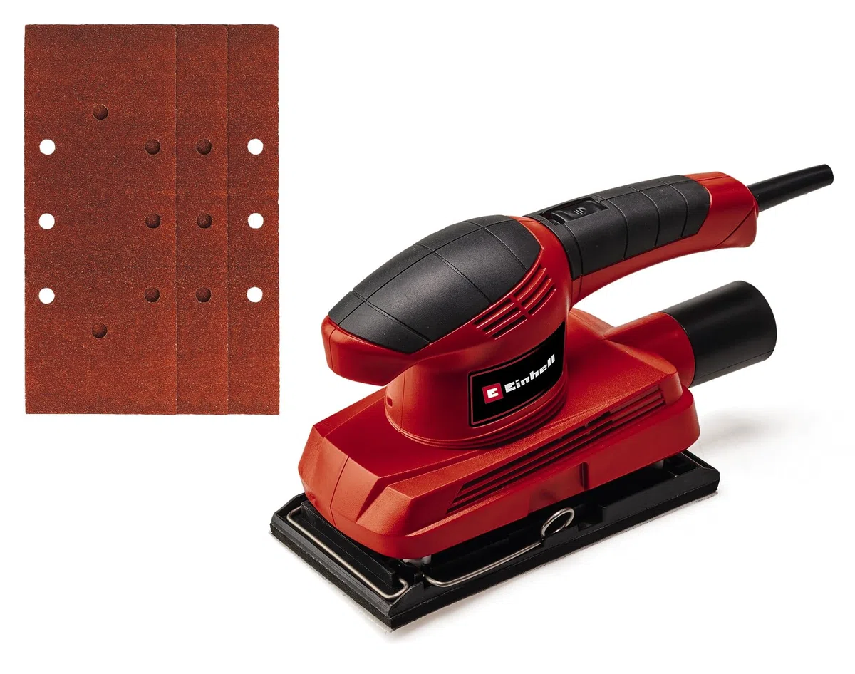 Einhell Schwingschleifer TC-OS 1520 (150 W, 23000 min-1 Schwingzahl, Kletthaftung u. Klemmvorrichtung, Staubabsaugadapter, inkl. 3x Schleifpapier P120)