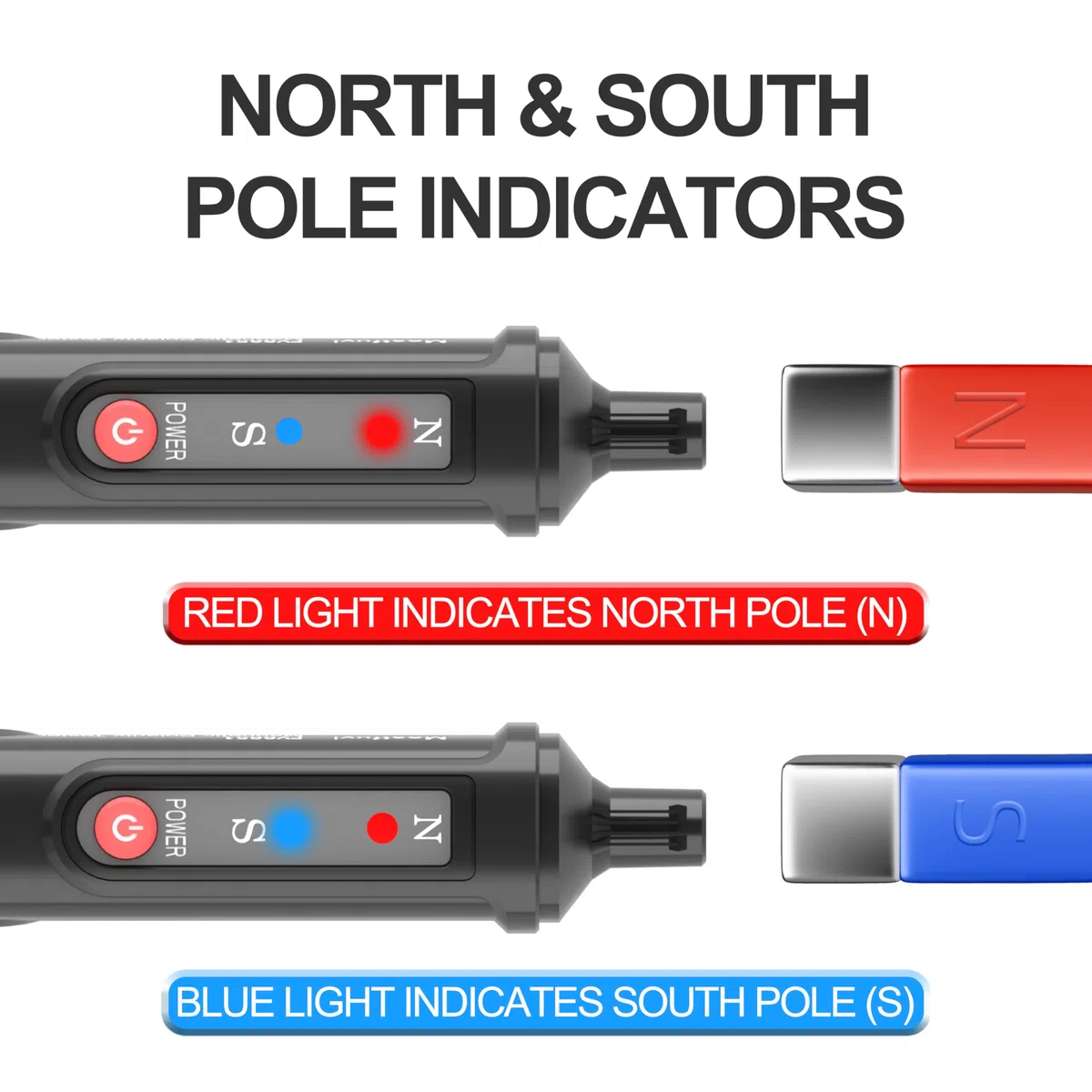 Magnetisches Polaritätsprüfgerät, Magnetpol-Detektor, Elektronischer Magnetpolprüfer, Magnet-Polsprüfer, Nord-Süd-Polprüfer, Hohe Empfindlichkeit-Schwarz