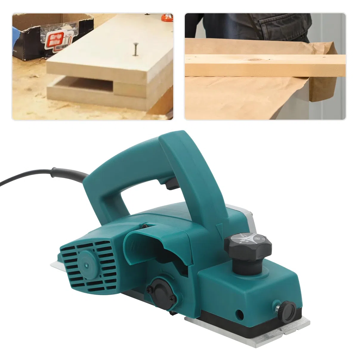 Elektrische Handhobelmaschine, Elektrohobel Holzbearbeitung 600W 82mm Hobelbreite für Heimwerker und Profi Schreiner