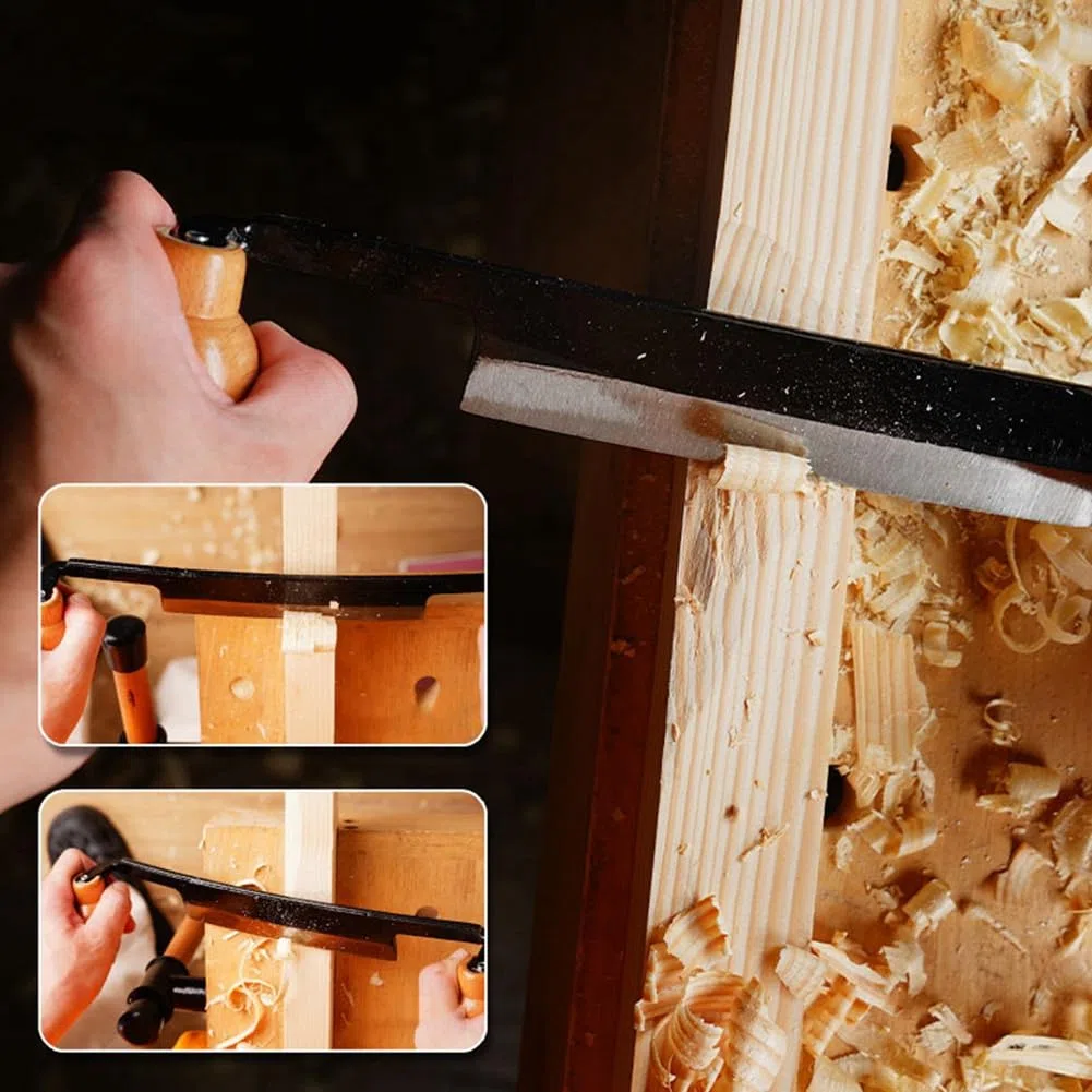 Holzverarbeitung Zugmesser mit Hochstahlklinge Entrinden Handwerkzeug Holzgriff Zugmesser Werkzeug, Robuste Feine Verarbeitung