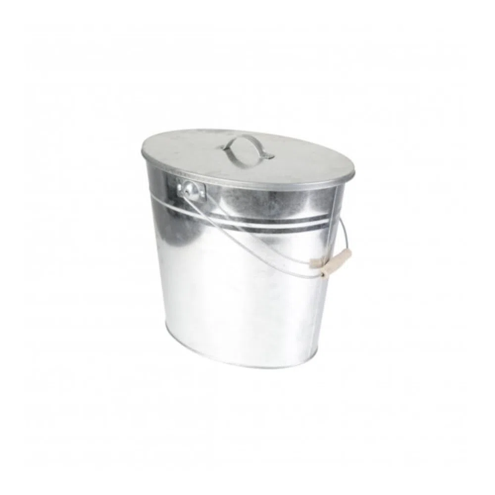 Kamino-Flam Zink-Ascheeimer mit Deckel - Kohleneimer groß, 24 l - Kohleeimer verzinkt - Zinkeimer / Asche-Mülleimer als Kamin-Zubehör, für den Grill & für Kohlen