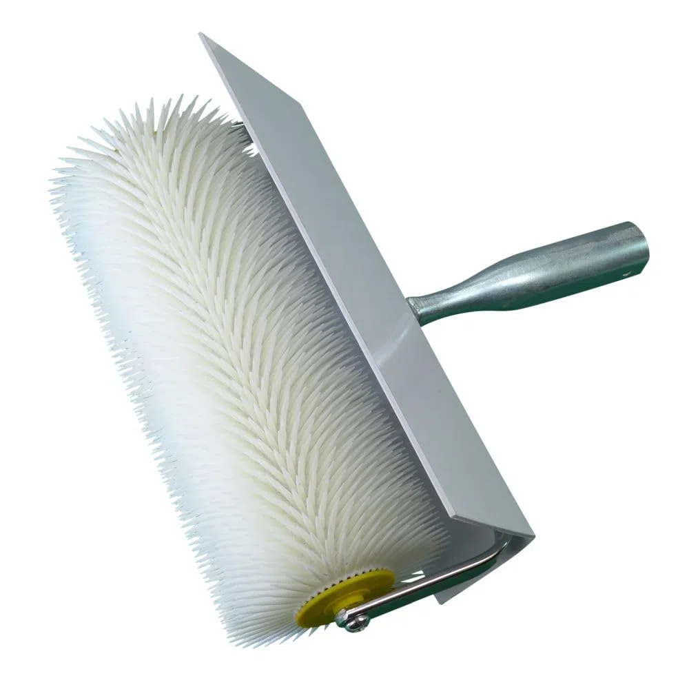 ROTIX Stachelwalze mit Spritzschutz 25 + 50 cm breit für Estrich | Entlüftungswalze | (25 cm breit, 31 mm Stachel)