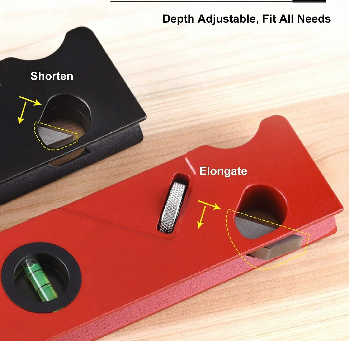 Industrieller Multifunktionshobel Holzbearbeitungshobel, 45-Grad Fasenhobel 1/8" 3/16" 1/4" Radius Konturen Kantenhobel Manuelle Fasenhobelmaschine Mit 2 Wasserwaagen, Für Holzarbeiter (Rot)
