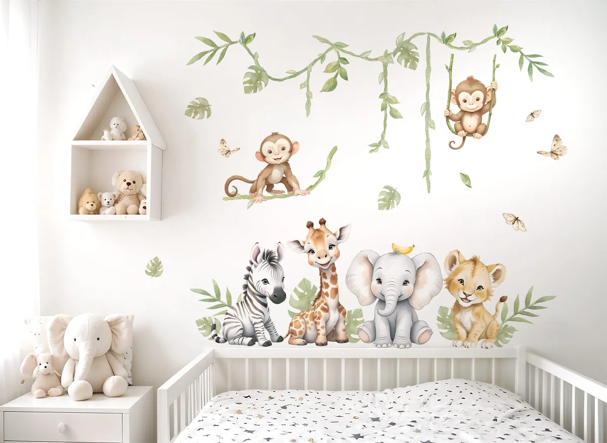 Little Deco Wandtattoo Safaritiere Giraffe Löwe Elefant DL5130 XL