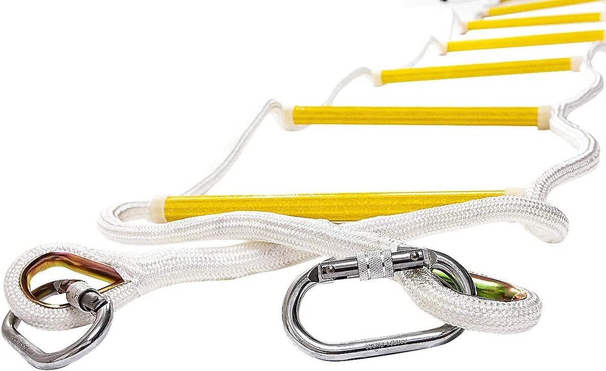 ISOP Feuerfeste Rettungsleiter - Feuerleiter für Notfälle 2.5 m (8 Fuß) schwer Sicherheitsleitern mit Haken - Kompakt und Leicht - Wiederverwendbar - Tragkraft bis zu 900 kg