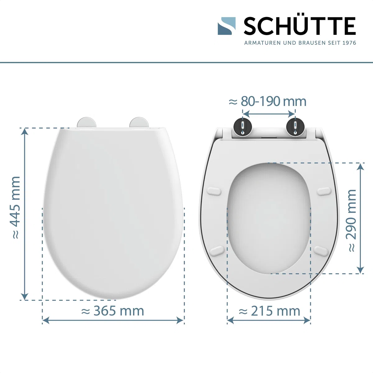 WC-Sitz mit Absenkautomatik | thermoplast | Abnehmbarer Klodeckel aus bruchsicherem Material | Einfache DIY Montage durch Montageschablone | Toilettendeckel und Brille bis 500 kg belastbar | Weiß