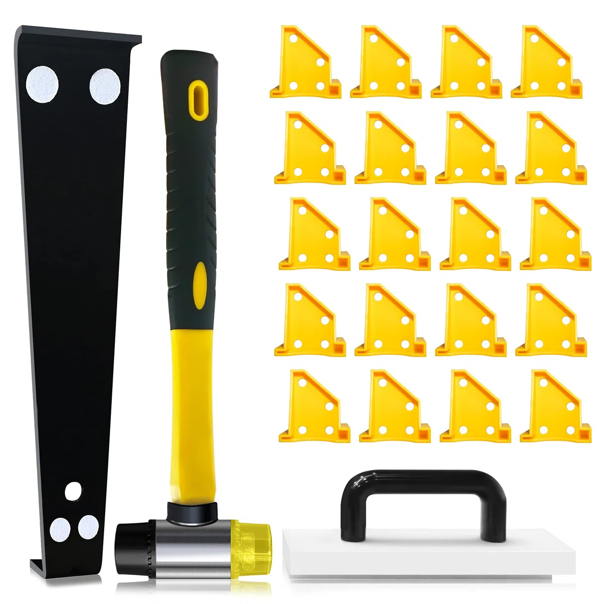 Zozen Laminatfußboden Werkzeuge, Bodenbelag Installation Kit, Vinyl Bodenbelag Werkzeuge - Klopfblock mit Griff, 2 in 1 Abstandhalter, Heavy Duty Pull Bar, verstärkte Doppel-faced Mallet