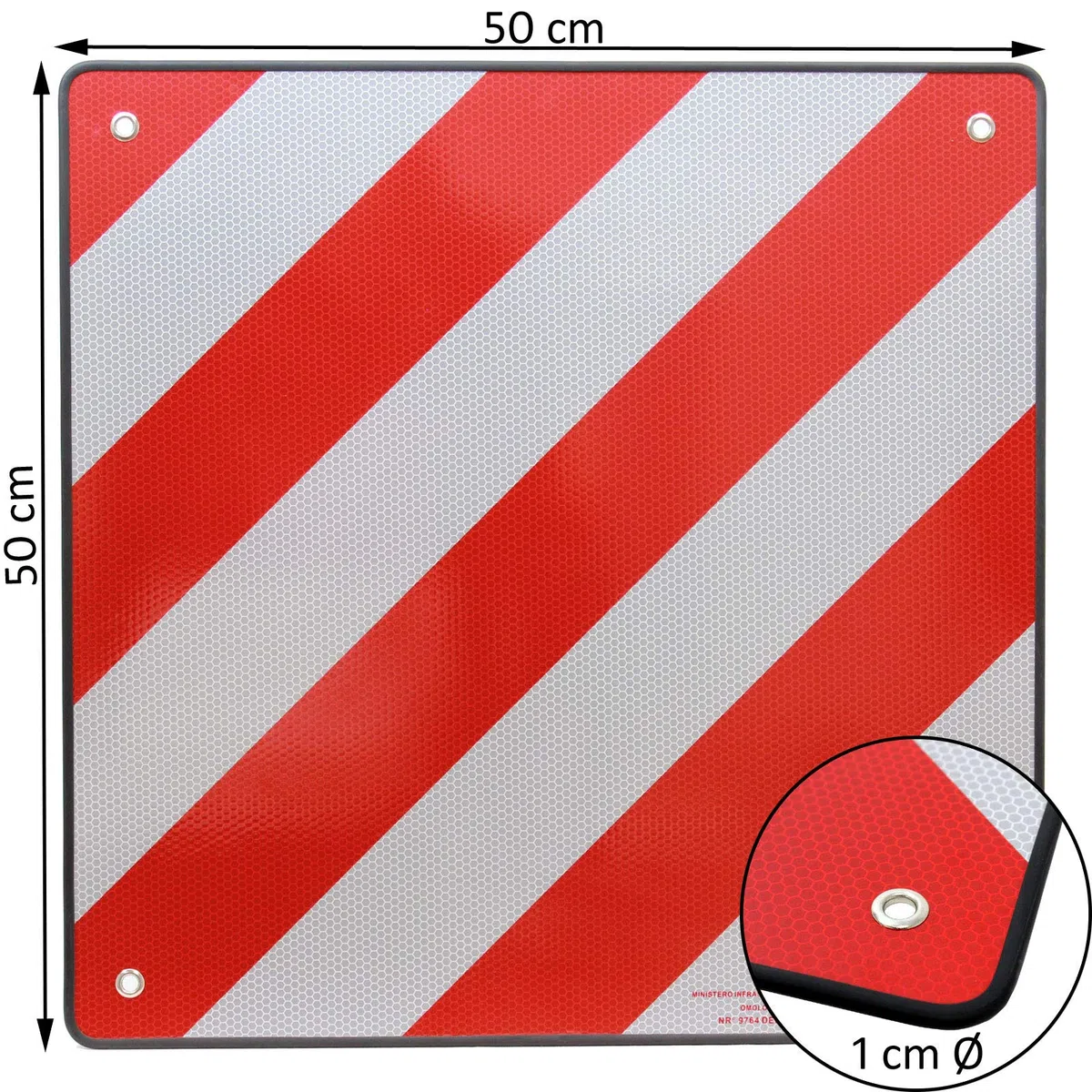 TRUTZHOLM Warntafel Sicherheitstafel Italien und Spanien 2 in 1 50 x 50 cm rot weiß reflektierendes Warnschild für Heckträger und Fahrradträger zur Kennzeichnung mit Befestigungslöchern