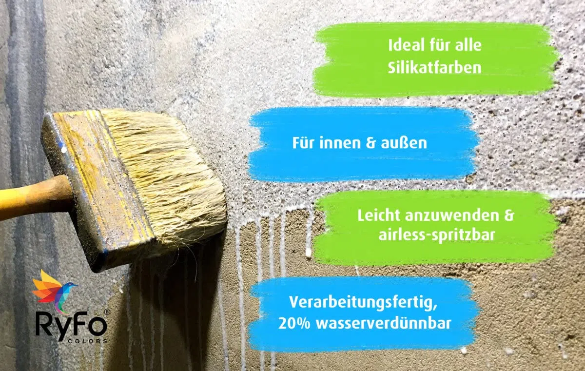RyFo Colors Silikat Spezialgrund 5l (Größe wählbar) - Grundierung in Profiqualität, Silikat-Tiefengrund für innen und außen, Fixativ, gebrauchsfertig, diffusionsfähig, verdünnbar