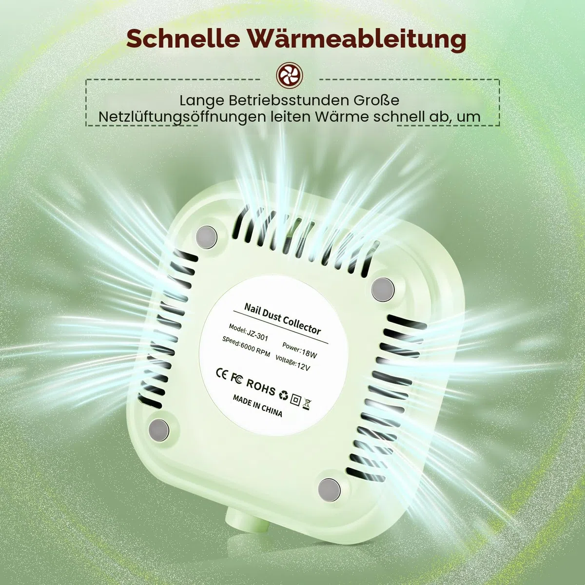 JODSONE 6000 RPM Nagelstaubsammler, Geräuscharm, Leistungsstarker Saugnapf, Tragbarer Nagelstudio, Professionelle Haushalt und Staubabsaugung Nagelstudio Mit Filter, Werkzeuge und Zubehör