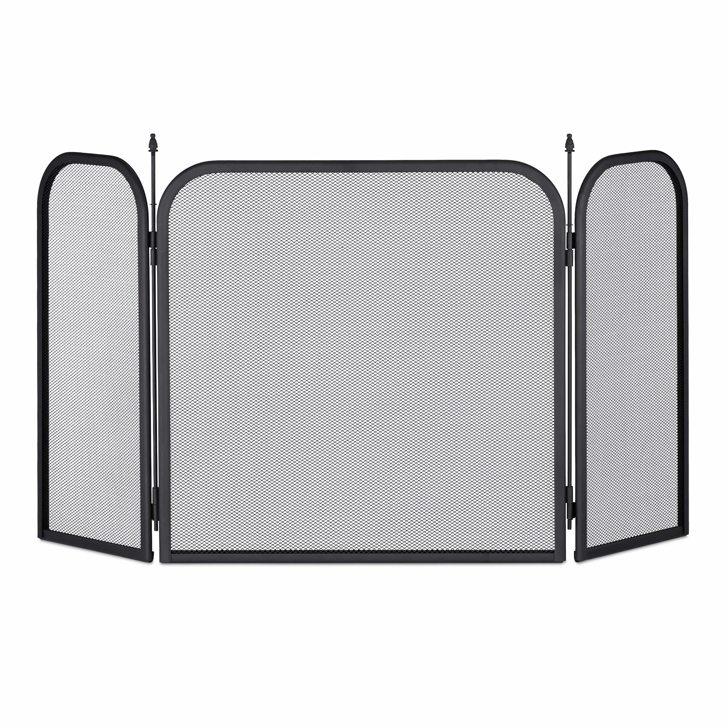 Relaxdays Funkenschutzgitter Stahl, dreiteiliges Gitter gegen Funkenflug, Kamin Funkenschutz, HxB 52,5 x 97 cm, schwarz
