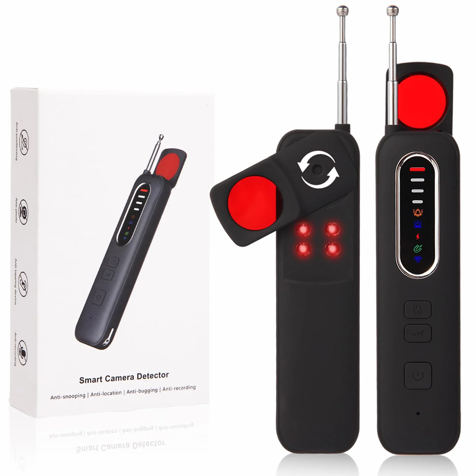 Wanzen Detektor 6 in 1 Versteckte Kamera Detektor RF Wireless Abhörwanzen Aufspüren Finder GPS Tracker Detektor 4 Stufen, Hidden Camera Detector für Hotel, Büro